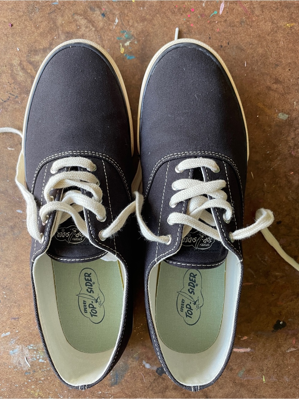 Sperry Black Canvas Lace-Up Men's Sneakers with White Laces